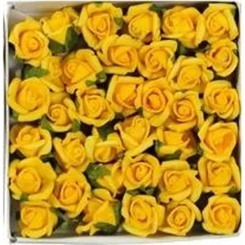umělá květina Nalepovací pěnové růžičky žluté 36 kusů