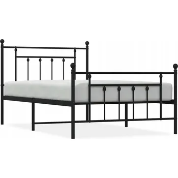 Postel Černý rám postele z kovu 207 x 112 x 97 cm s čelem a nožní deskou