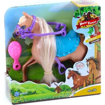 Figurka Kůň česací 15 cm s příslušenstvím 2 barvy - béžová