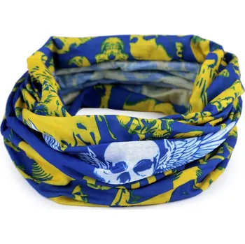 Šátek Šátek multifunkční pružný, bezešvý lebky - 1 modrá žlutá