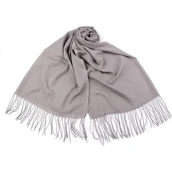 Šála Šátek / šála jednobarevná s třásněmi 70x165 cm - 7 šedá světlá