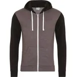 Just Hoods Pánská mikina Retro Zoodie - Tmavě šedý melír / černá | XS