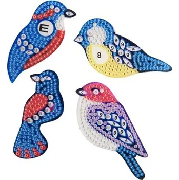 kreativní sada Diamantové malování sada klíčenek s ptáčky 4 ks