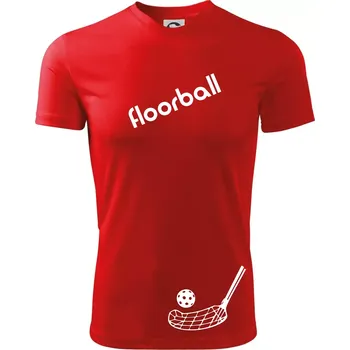 Floorball nápis šikmo - Dětské triko sportovní (dresovina) - 146 cm/10 let ( Červená )