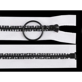 Zip Kostěný zip šíře 5 mm délka 50 cm písmenka - 101 bílá