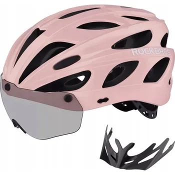 Cyklistická přilba Cyklistická helma se sluneční clonou a odnímatelným štítem ROCKBROS TT-16-F PINK