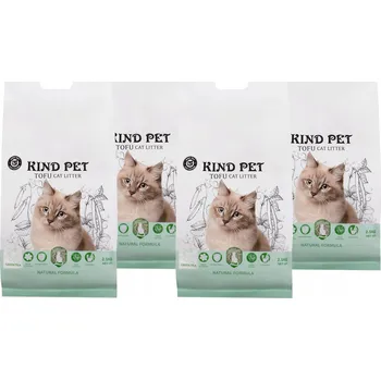 Podestýlka pro kočku Stelivo pro kočky tofu CARINIO KindPet hrudkující SET 4 balení 2,5 kg 24 l