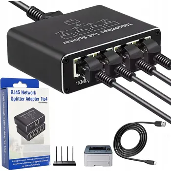 Switch Switch Rozbočovač LAN 1000 Mbps pro Internet, 4 porty Gigabit Ethernet