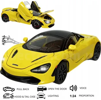 autíčko Kovový model auta v měřítku 1:24 Mercedes McLaren 720S Supercar Žlutý