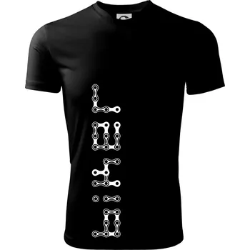 Biker nápis na výšku řetěz - Dětské triko sportovní (dresovina) - 146 cm/10 let ( Černá )