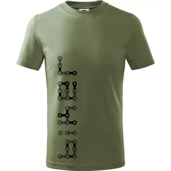 Dětská móda Biker nápis na výšku řetěz - Tričko dětské bavlněné - 98 cm / 2 roky ( Khaki )