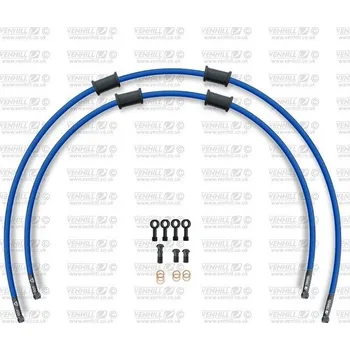 Venhill CROSSOVER Hadice přední brzdy sada Venhill POWERHOSEPLUS SUZ-6034FB-SB (2 hadice v sadě) modré hadice, černé koncovky
