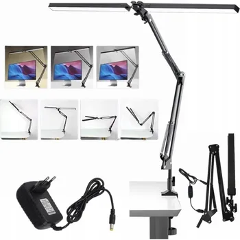 Lampička STMÍVATELNÁ LED STOLNÍ LAMPA S DVOJITOU HLAVICÍ 24W, SVĚTLO DO LOŽNICE