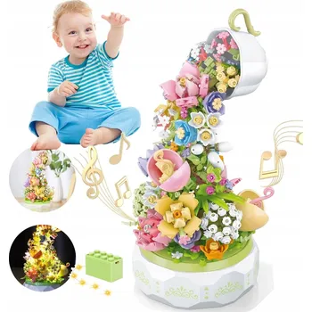 ostatní stavebnice Stavebnice Květiny s Hrací Skříňkou a Světlem, 575 Dílků