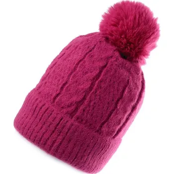 Pokrývka hlavy Dámská / dívčí zimní čepice s bambulí Emi Ross - 6 fialovorůžová