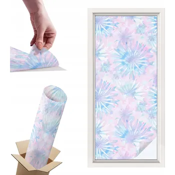 Prostěradlo Mléčná Fólie Vitrážová na Okna a Skleněné Dveře Květinové Akvarely 50x116 cm