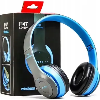 Sluchátka Multifunkční bezdrátová Bluetooth stereo sluchátka MP3 přehrávač FM modrá