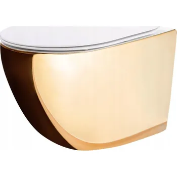 Klozet REA WC - CARLO MINI BEZKOLEJNICOVÁ ZLATÁ BÍLÁ