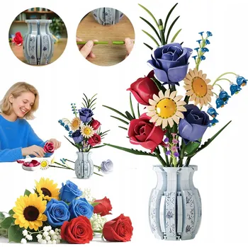 ostatní stavebnice Sada na stavění květin, 787 ks, Kolekce Věčných rostlin s vázou