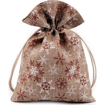 Vánoční dekorace Střední Vánoční Dárkový Pytlík - Rozměry 13x18 cm - 3 přírodní stř.
