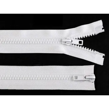 Zip Zip kostěný 5 mm dělitelný 2 jezdce 95 cm (bundový) - 101 bílá