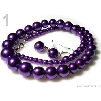 Náhrdelník Náhrdelník a náušnice z voskovaných perel - 1 švestková