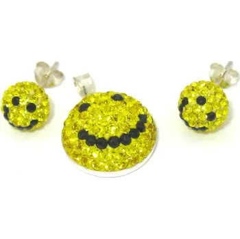 Souprava šperků Stříbrná souprava s kameny Swarovski komponent 925/1000 (smile žlutý)