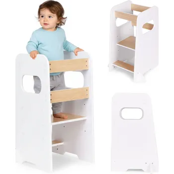 Jídelní židlička Učící věž Montessori, výškově nastavitelný kuchyňský pomocník pro děti