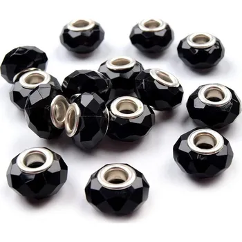 Korálek Plastové broušené korálky s velkým průvlekem / plavkové 14,5x9 mm 5 kusů - 9 černá