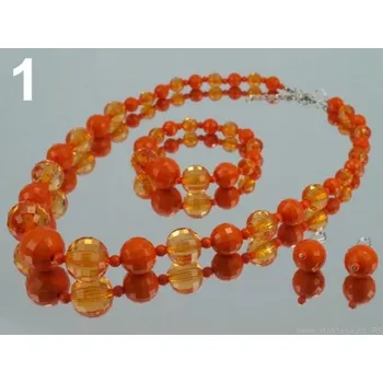 Náhrdelník Sada z plastových broušených korálků - 1 oranžová