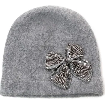 Módní doplněk Vlněná čepice s krajkou šedá