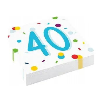 Papírový ubrousek Ubrousky k 40. narozeninám čtyřicítka 33cm 20ks