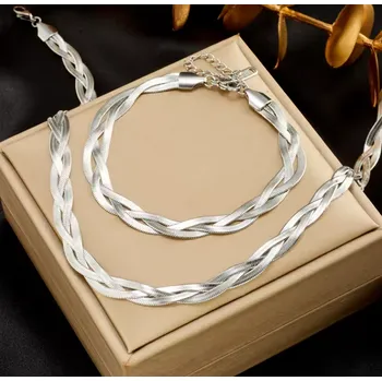 Souprava šperků B-TOP Dámská nerezová souprava z proplétaných hadích řetízků