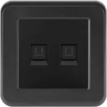 Elektrická zásuvka UNIC Zásuvka 2xRJ45 cat6 v rámečku, plast černý