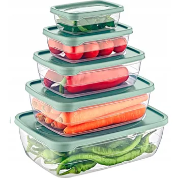 Dóza na potraviny Plastové dózy SADA 5 ks na potraviny LEDNIČKA MRAZÁK modrá