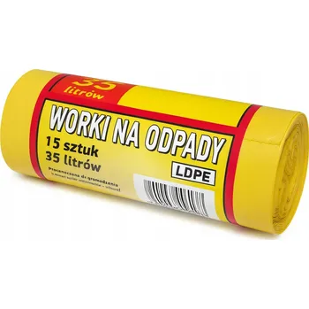 Pytle na odpadky PYTLE NA ODPADKY UNIVERZÁLNÍ ŽLUTÉ 35L x 15 KUSŮ 50 cm x 60 cm