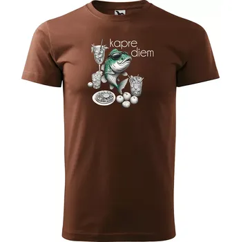 Sablio Tričko s potiskem pro rybáře Kapre diem - hnědé 4XL