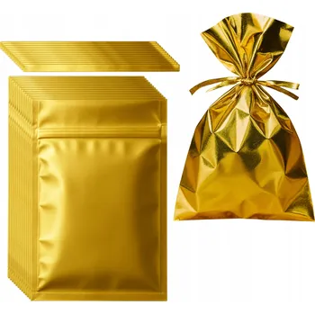 Vánoční dekorace ZLATÉ SÁČKY 40ks METALICKÉ 6x8cm ADVENTNÍ KALENDÁŘ DÁRKOVÉ PYTLÍKY