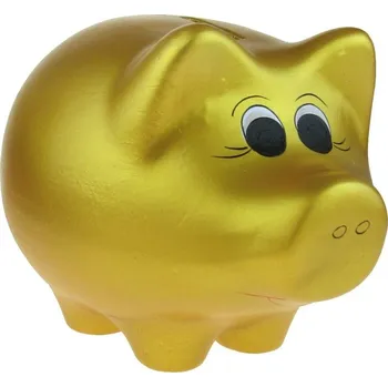 Pokladnička Pokladnička prasátko střední zlaté 24 cm (Prase malé klasické)