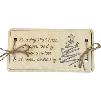 Dřevěná obálka na peníze 17 x 8,6 cm vánoční stromeček