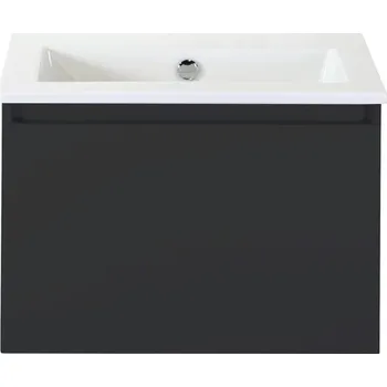 Koupelnový nábytek Souprava koupelnového nábytku Sanox Frozen ŠxVxH 61 x 42 x 46 cm barva čela matně černá 2dílná s keramickým umyvadlem bez otvoru na kohout