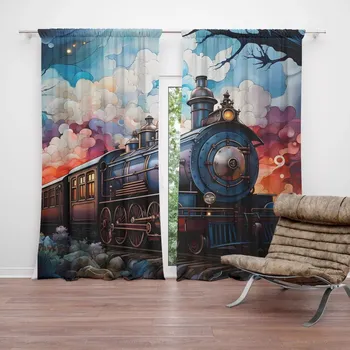 Závěs Sablio Závěs Parní lokomotiva v kouzelné krajině: 2ks 140x250cm