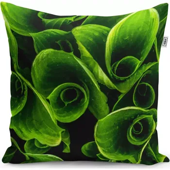 Polštář Sablio Polštář Zelené listy - 50x50 cm