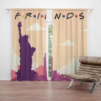 Závěs Sablio Závěs Seriál Přátelé FRIENDS Socha Svobody: 2ks 140x250cm