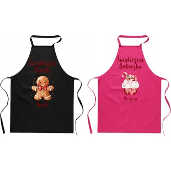 Vánoční dekorace Vánoční zástěra pro pár – Vánoční sušenka, Vánoční cupcake + Jména