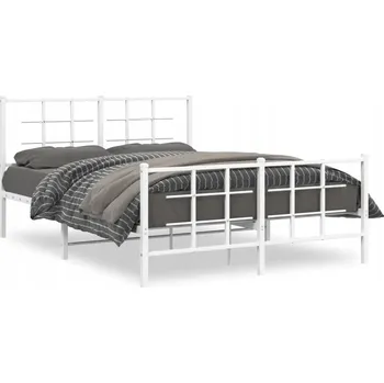 Postel Bílý kovový rám postele 196 x 146 x 90 cm s úložným prostorem