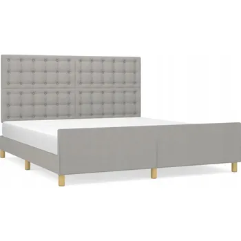 Postel Rám postele s čelem, světle šedá, 203 x 166 x 118/128 cm