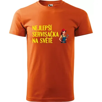 Sablio Tričko s potiskem Nejlepší servisačka na světě - oranžové 2XL