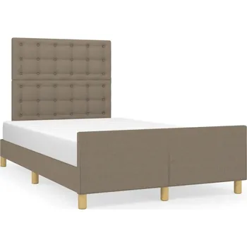 Postel Rám postele s čelem, taupe, 203 x 126 x 118/128 cm