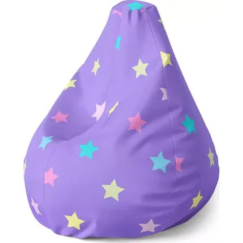 Sedací pytel Sablio Sedací vak Pear Hvězdy na fialové - 140 x 100 x 25 cm